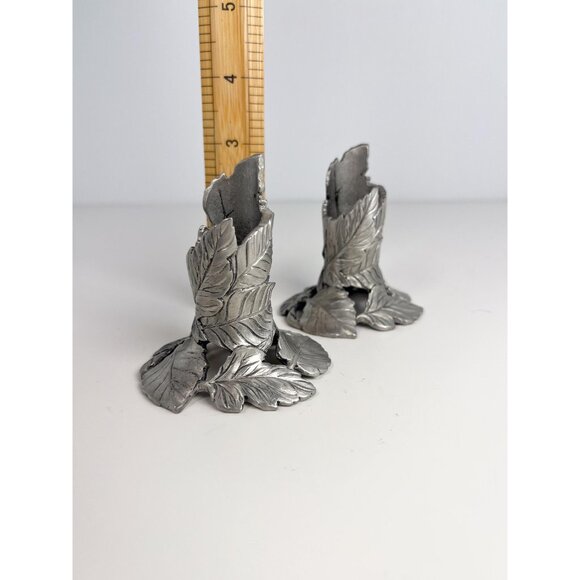 Vintage Seagull pewter tapered candle holder set - with wrapped leaves motif - Picture 7 of 7